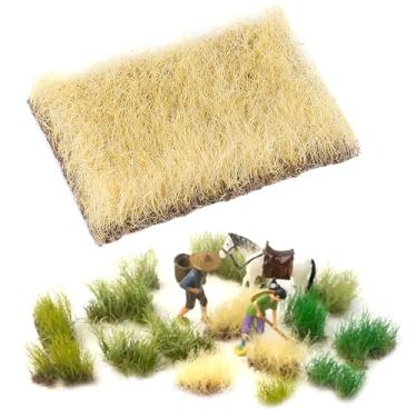 Imagem de Warmtree Tufos de grama rasgados à mão para cenários em miniatura, aplicáveis à escala N & HO para layouts de trem, suprimentos de diorama e modelos arquitetônicos (amarelo outono)