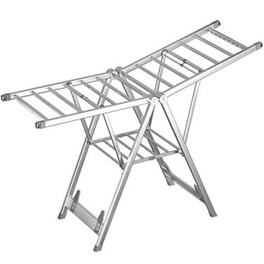 Imagem de AKALNNB Estante de secagem Hing Rack de secagem de roupa rack interno ajustável dobrável compacto portátil para secar toalhas hes rack secador (C 150 cm)