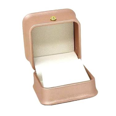 Imagem de Caixa de joias de couro PU com pingente de brinco rosa dourado com interior de camurça. Caixa de presente de joias finas e exibição de loja de varejo. Vem com caixa de papelão branca externa protetora