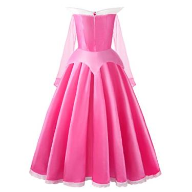 Imagem de JerrisApparel Fantasia feminina de luxo de princesa, vestido de festa com ombros de fora, vestido de baile em camadas (rosa, PP)