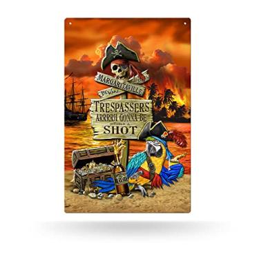 Imagem de Placa de metal Margaritaville Trespassers, 28 x 43 cm, multi, tamanho único
