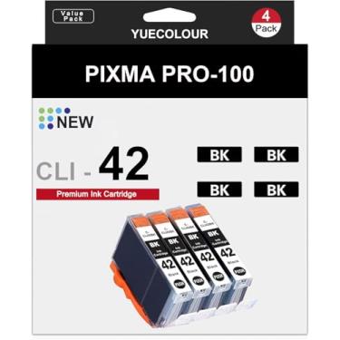 Imagem de Cartuchos de tinta CLI-42 pretos de alta capacidade compatíveis com cartuchos de tinta CLI 42 de substituição para impressora Canon PIXMA PRO-100 (4 preto)