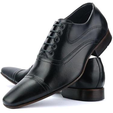 Imagem de Sapato Social Masculino Bico Fino Com Cadarço Sola De Couro - Sapatofr