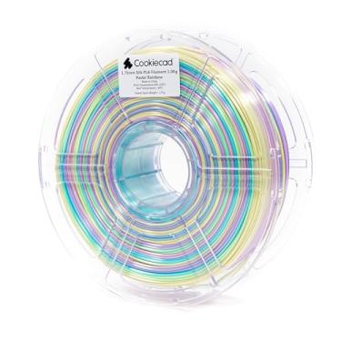 Imagem de Cookiecad Filamento PLA de seda 1,75 mm 1kg Filamento de impressora 3D multicolorido arco-íris - PLA de seda arco-íris pastel