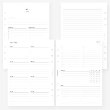 Imagem de MAY PAPER CO. Refil de agenda semanal A5 2025/2026, agenda semanal em duas páginas para Filofax A5 e LV GM agenda de 6 anéis (semanal com rastreador)