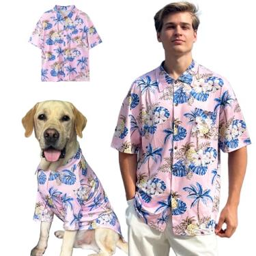 Imagem de Camiseta para cachorro Havaí respirável estilo praia legal roupas para cães de médio a grande porte e camisas para animais de estimação vendidas separadamente, GG rosa