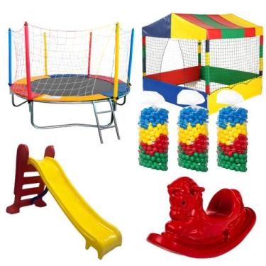 Imagem de Kit Cama Elástica 2,30m Piscina de Bolinhas 1,50m 1500 Bolinhas Escorr