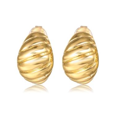 Imagem de Dlknp Brincos femininos com clipe de ouro 14K, não perfurados, irregulares, hipoalergênicos e leves, Metal, Sem pedra preciosa