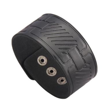 Imagem de JAOYU Pulseira de couro punk pulseira de couro gótico pulseira de rock pulseira de motociclista para homens braçadeira de couro preta joia feita à mão, Large, Couro sintético, Sem Pedra Preciosa