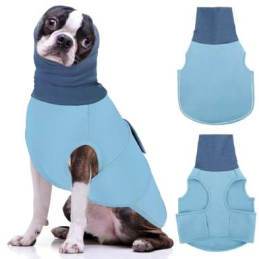 Imagem de AOFITEE Colete de ansiedade para cães, moletom com capuz calmante para ansiedade, jaqueta pet trovão, camisa calmante para fogos de artifício, trovão, viagem, separação, bloqueio de ruído e