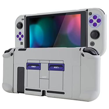 Imagem de eXtremeRate PlayVital Back Cover for Nintendo Switch Console, NS Joycon Handheld Controller Protector Hard Shell, Dockable Protective Case with Purple ABXY Direction Button Caps - Classics SNES Style
