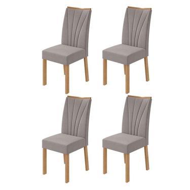 Imagem de Cadeira para Mesa de Jantar Apogeu kit 04 Peças Veludo Liso Capuccino Amêndoa Clean - Lopas