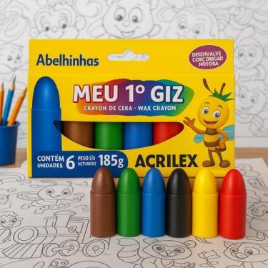 Imagem de Giz de Cera Meu Primeiro Giz com 6 Cores Gizão Acrilex