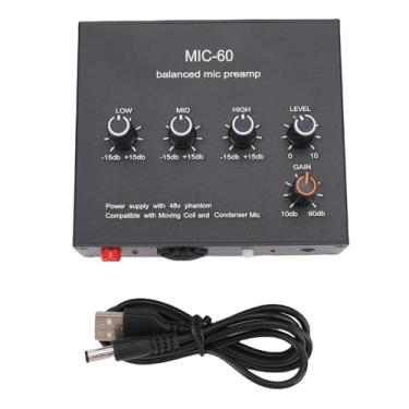 Imagem de LiebeWH Microfone Pré -amplificador MIC Gain Booster Com 48V Phantom Power 3,5 Mm 6,5 Mm XLR Intput Output Output Condenser de Ganho de 60dB e pré -amplificador de Microfone Dinâmico