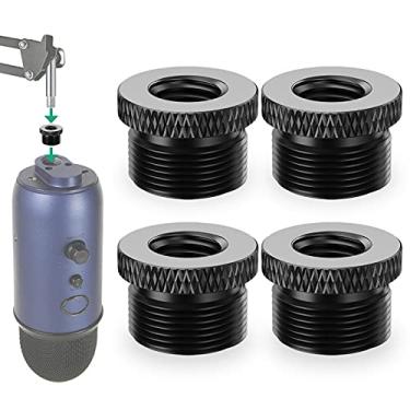 Imagem de Rigych Adaptador De Parafuso Microfone 5/8 Macho Para 3/8 Fêmea, Rosca Metal Suporte Braço Boom Blue Yeti X/Blue Yeti/Snowball, 4 Peças (Preto)