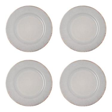 Imagem de Conjunto Pratos De Cerâmica 20cm Sobremesa Raso 4 Unidades Kit Para Fa