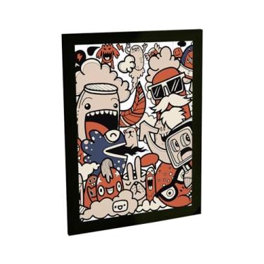 Imagem de Quadro Decorativo Doodle Desenho Grafite Ilustração Bege Decoração Poster Quarto Sala