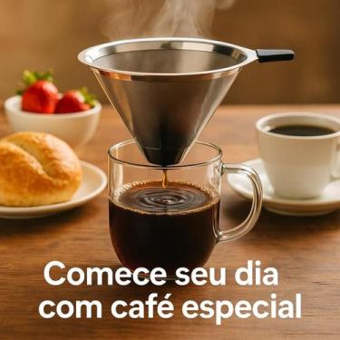 Imagem de Coador Nacional Filtro de Café 103 Peneira Aço Sem Uso de Papel Reutil