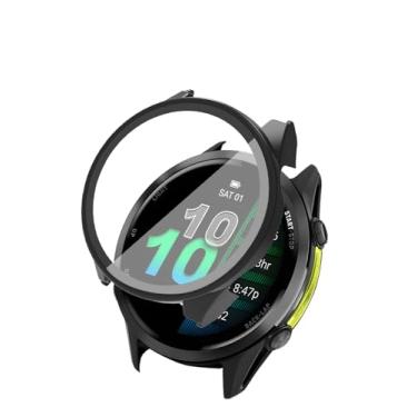 Imagem de [Pacote com 2] Capa para Garmin Forerunner 970 com protetor de tela, capa protetora de vidro temperado integrado para relógio inteligente Garmin, à prova de choque, à prova de arranhões (preto)