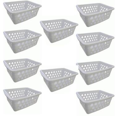 Imagem de Kit 10 Cesto Organizador Multiuso  Médio Branco 0593 Uninjet