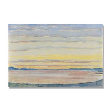 Imagem de Pinturas a óleo famosas, (Lago Genebra 14) por Ferdinand Hodler, reprodução impressa em tela, arte de cenário para decoração de sala de estar. Somente tela de 70 x 105 cm - 27,6 x 41,4 pol