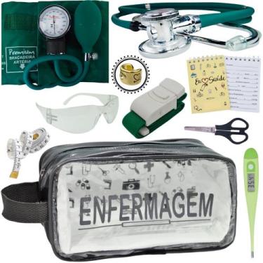 Imagem de Kit Academico Enfermagem Premium Preto Completo - Love Saude, VERDE TR