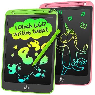 Imagem de SOOOO Tablet de escrita LCD para crianças de 25 cm, pacote com 2 quadros coloridos para crianças de 3, 4, 5, 6, 7, 8, 9 e 10 anos, brinquedos sensoriais, blocos educativos para crianças de meninas e