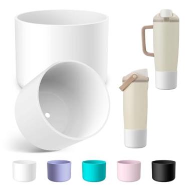 Imagem de Alwenid 2 peças de bota de silicone para garrafa Owala FreeSip Sway 850 g 1,134 g, capa protetora antiderrapante para copo de água de aço inoxidável Owala FreeSip Sway (branco)