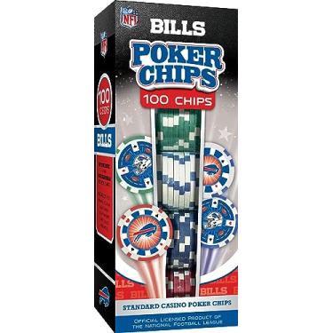 Imagem de MasterPieces fichas de pôquer NFL Buffalo Bills, 100 peças, cores do time, tamanho único (BUB3120)