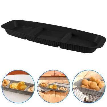 Imagem de Bandeja Retangular Petisqueira Plástico 3 Divisórias Frios Queijo Chur