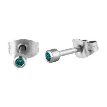 Imagem de Brinco Aço Ponto de Luz Zircônia Verde 2,8mm - Convex