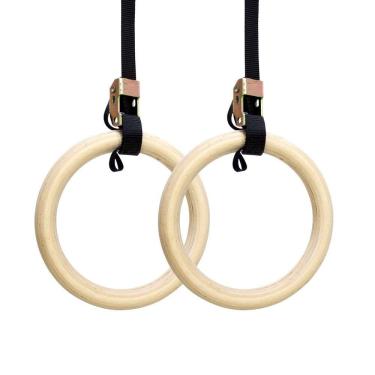 Imagem de Argolas de Suspensão Olímpicas Madeira para Ginástica Cross Training