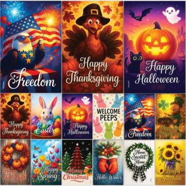 Imagem de Conjunto de bandeiras de jardim VEOJEIN, 12 x 18 cm, estopa durável, p