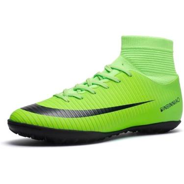 Imagem de Tênis de futebol masculinos de futebol com pontas longas, couro e borr