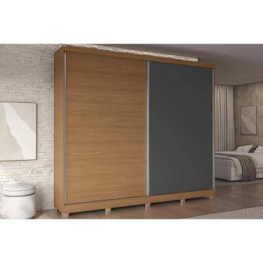 Imagem de Guarda Roupa Casal 2 Portas de Correr e 4 Gavetas c/ Pés CB03T583 Canela/Grafite - Kappesberg