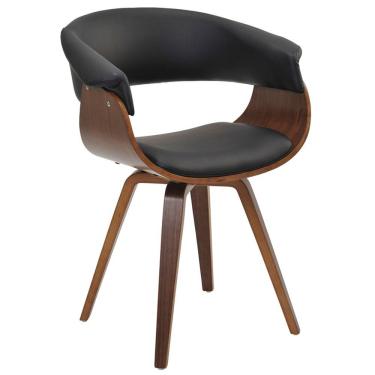 Imagem de Cadeira Decorativa para Escritório Recepção Ohana Fixa PU Sintético Preto - Gran Belo