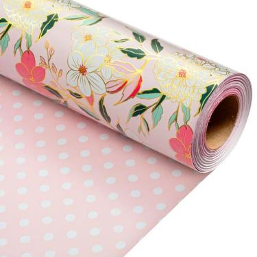 Imagem de Rolo de papel de embrulho MAYPLUSS Pink Flower 17x10m