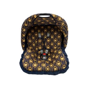 Imagem de Kit Completo para Bebê Conforto – Universal com Capa, Capota e Protetores de Cinto – Tecido 100% Algodão – Confortável e Macio (Urso Príncipe Marinho)