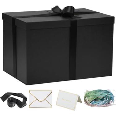 Imagem de YINUOYOUJIA Caixa de presente extragrande 17 x 28 x 28 cm (preta, 1 unidade (pacote com 1))