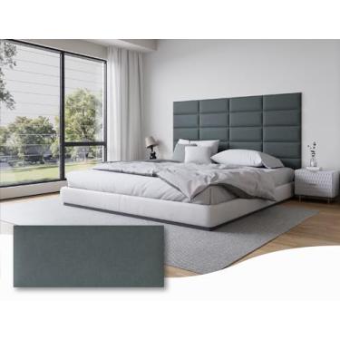 Imagem de Gorkett Cabeceira Queen estofada preta de tecido, 12 peças de painéis de parede para cama ajustável, decoração moderna de quarto, 25 x 61 cm cada, tecido - preto
