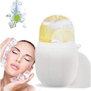 Imagem de Bandeja de gelo facial de silicone, molde de massagem de beleza facial para apertar os poros, máscara facial branca refrescante