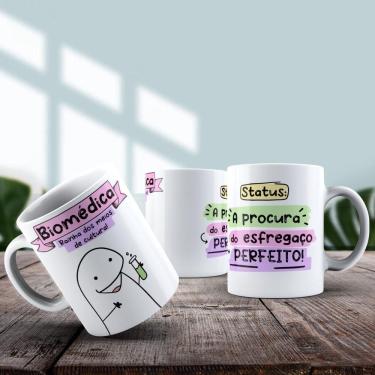 Imagem de Caneca De Porcelana 325ml Flork Profissões Feminino Biomédica