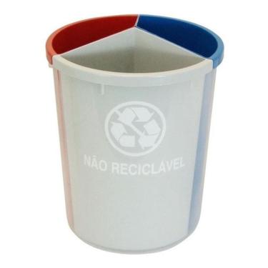 Imagem de Lixeiras Mix Plástico Com 3 Divisões Coleta Seletiva - 2 Un.