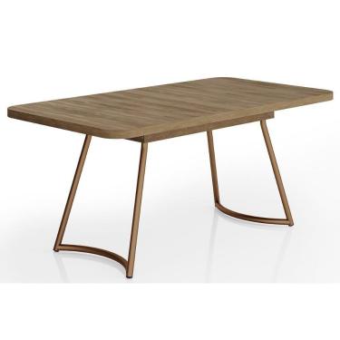 Imagem de Mesa De Sala Jantar évora Maior 1603 C/ Tampo Madeirado C/ Vidro 170x90cm Rose/freijo/nogal - Carraro