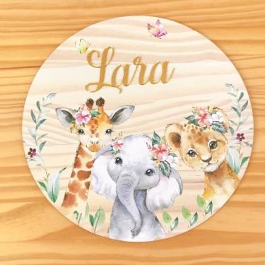 Imagem de Enfeite Porta Maternidade Safari Menina 1 MDF e Espelho