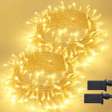 Imagem de Luzes de Natal JMEXSUSS 100 LED, branco quente, 33 pés, pacote com 2