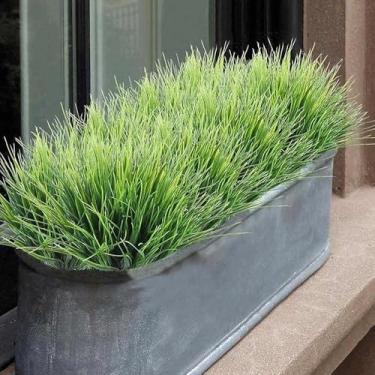Imagem de 1 buquês de plantas de plástico artificiais realistas, grama de trigo, vegetação, arbustos de plástico artificial para ambientes externos, casa, mesa, cozinha, escritório, casamento, jardim, sepultura