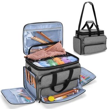 Imagem de Bolsa de fios de tricô Yarwo Grey Portable Storage 39x25x30 cm