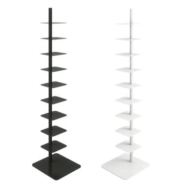 Imagem de HYHTMER Estante de metal com 9 camadas – Torre vertical para livros para espaços pequenos, estante de canto multiuso, estante de escada alta e estreita, exibição de livros ideal para casa ou