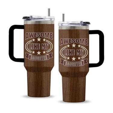 Imagem de Uibunoo Presente de aniversário para pai, 1,134 g Awesome like My Daughter Tumbler com alça e canudo, presentes de pai da filha, presentes de aniversário para papai, pai, copo para pai, presentes para